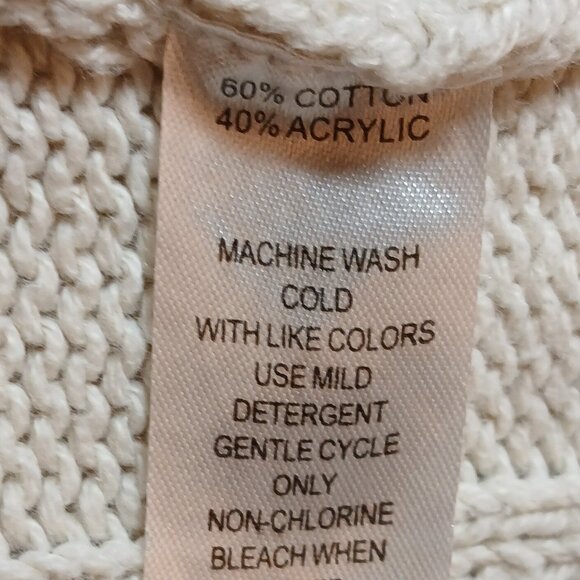 KAISELY Cream Cotton Blend Cable Knit Crew Neck Sweater - Picture 9 of 10